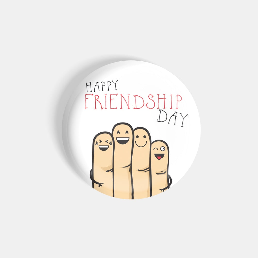 dhcrafts Round Fridge Magnet White Friendship Day D2 Glossy Finish Design Pack of 1 (58 mm)